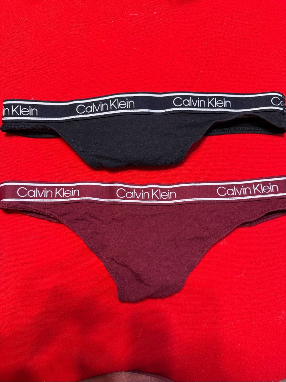 Calvin Klein Womans Bikini Briefs - Black & Burgundy